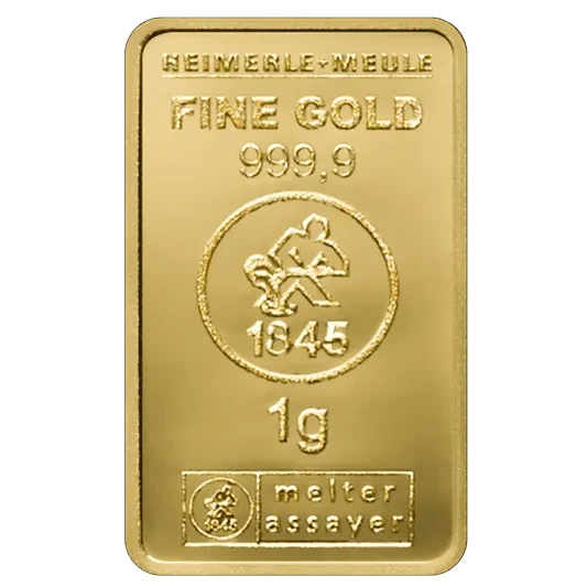 Goldbarren 1 g — Heimerle & Meule, 999,9/1000