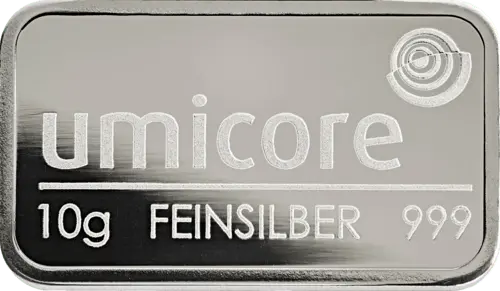 Silberbarren 10 g — Umicore, 999/1000