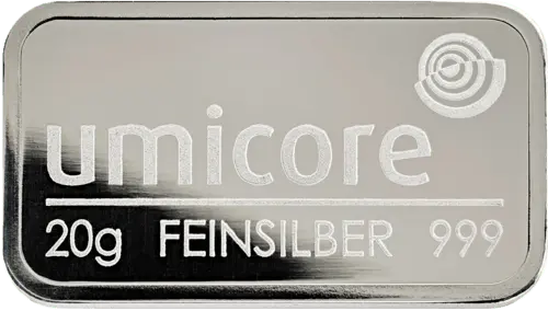 Silberbarren 20 g — Umicore, 999/1000